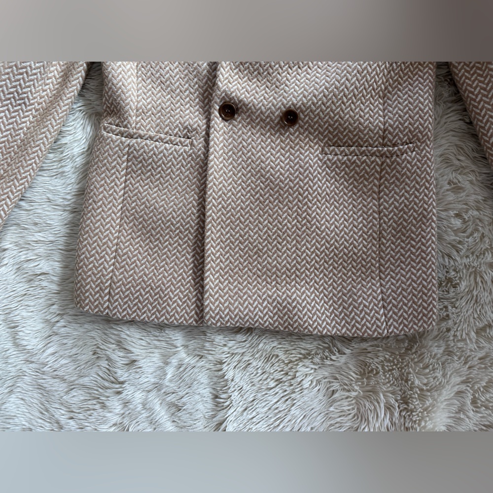 Anine Bing Beige Chevron Double-Breasted Blazer - Picture 5 of 16